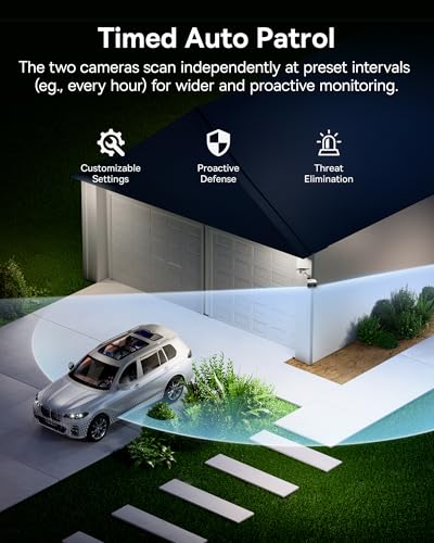 Baseus X1 Pro Dual-Tracking Solar Security Camera Outdoor Wireless, Dual 3K AI Cameras, 300° Pan, Color Night Vision, 8× Zoom, Local Storage up to 512GB, IP65, No Subscription - color: White