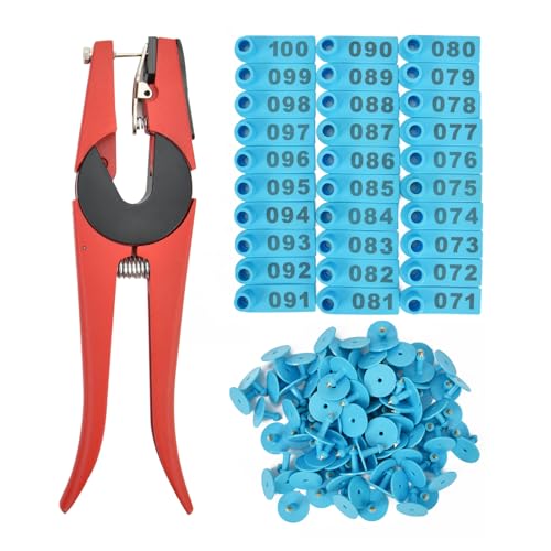 50 Numbered Cattle Ear Tags TPU Animal Identification Tags Livestock Ear Tag for Cattle Cow Horse Hog Pig Goat Sheep Applicator Kit (001-050 Blue) - color: Blue, size: Small 50PCS