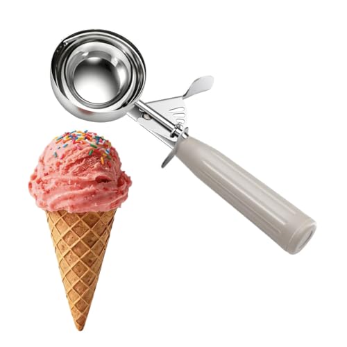 TOPKITCHEN Commercial-Grade Ice Cream Scoop 3.25 oz, 18/8 Stainless Steel Cookie Scoop with Plastic Handle, Portion Control Disher Scoop for Bakeries, Restaurants & Dessert Shops, #10, Ivory - size: 3.25 oz - Ivory