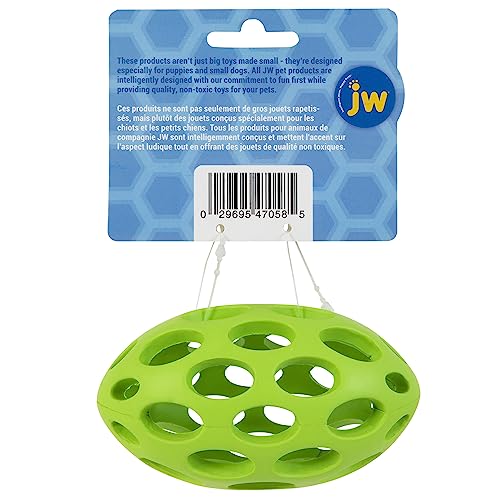 JW Pet Hol-ee Football Dog Toy Puzzle Ball, Natural Rubber, Small (5 Inch Length), Colors May Vary - size: Small