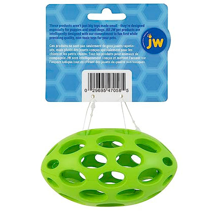 JW Pet Hol-ee Football Dog Toy Puzzle Ball, Natural Rubber, Small (5 Inch Length), Colors May Vary - size: Small