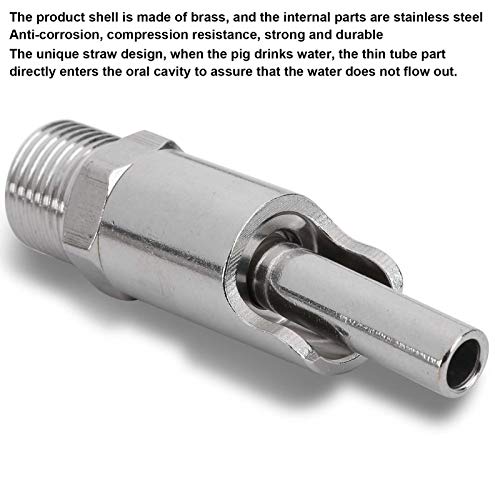 Automatic Pig Nipple Drinker Pig Water Nozzle Poultry Watering System for Sows Piglets Drinking (Stainless Steel) - color: Stainless Steel