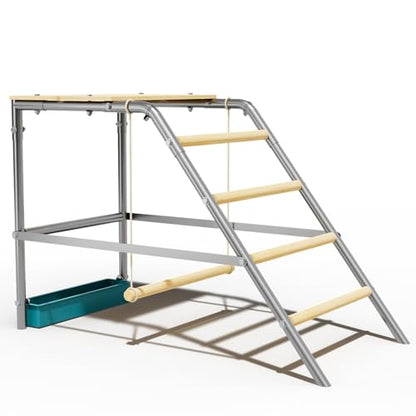 100x48x70cm Wooden Chicken Roosting Bar & Ladder with Swing – Large Perch, Anti-Slip Ramp for Backyard Poultry, Hens & Farm Chickens – Easy Install & Clean – Enhances Leg Strength - size: 40"L x20"W x28"H