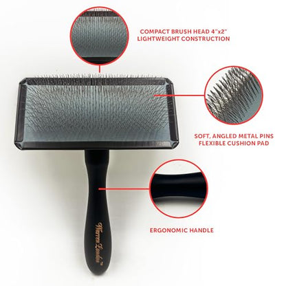 Warren London Gentle Touch Slicker Brush for Puppies & Small Dogs – 4" x 2" Soft Pin Grooming Brush – Tangle Remover for Sensitive Skin – Compact, Lightweight & Easy to Use - style: Gentle Touch Puppy Brush Small