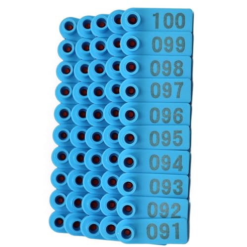 Ear Tags, 100pcs Livestock with Number Ear Tag, Label Marker Accessory Livestock Ear Tags for Sheep Cattle Calf Hog Blue 501-600 - color: Blue, size: 501-600