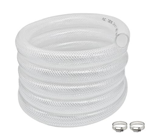 3/4" ID x 1" OD - 25Ft High Pressure Braided Clear PVC Vinyl Tubing Flexible Vinyl Tube, Heavy Duty Reinforced Vinyl Hose Tubing - size: 25 ft, style: 3/4" ID x 1" OD