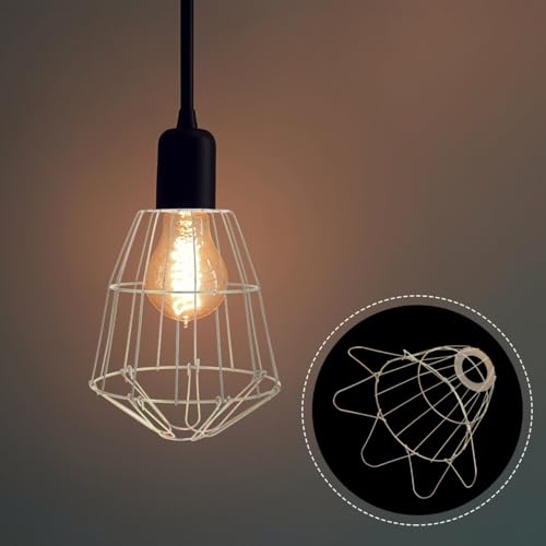 NUOBESTY Vintage Industrial Lamp Bulb Guard Wire Cage Protective Shade for E27 Bulbs Ceiling Light Pendant Lamp Cover 7.24X5.90X5.90In