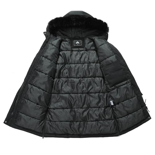 MOERDENG Women's Long Winter Coat Thickened Down Alternative Jacket Warm Puffer Jacket Waterproof Parka