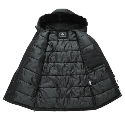 MOERDENG Women's Long Winter Coat Thickened Down Alternative Jacket Warm Puffer Jacket Waterproof Parka