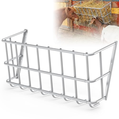 Hay Feeder for Goats,25 Gallons Livestock Feeder,Heavy-Duty Steel Goat Hay Rack,Wall Blanket Holder,Multiple Sided Hay Feeder Holder for Horses,Sheep,Goats,Indoor Outdoor Uses - size: 39INCH