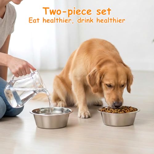 2 Pack Metal Dog Bowls, Stainless Steel Dog Bowls, Metal Food and Water Dish, 5.1" Basic Pet Feed Bowl for Medium Dogs and Cat, Replacement Bowl for Elevated Stand, Dishwasher Safe Dish