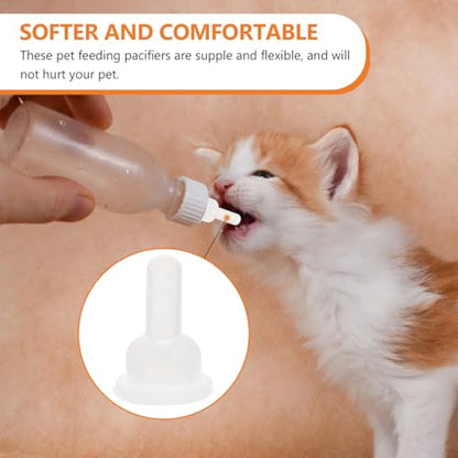 Homoyoyo 40-Pack Replacement Bottle Nipples Cat - Silicone Pet Nursing Nipples Nurser Silicone Replacement Pacifiers for Kitten and Puppy Small Animals, Bunny Feeding Bottle White 0.98X0.63 Inch