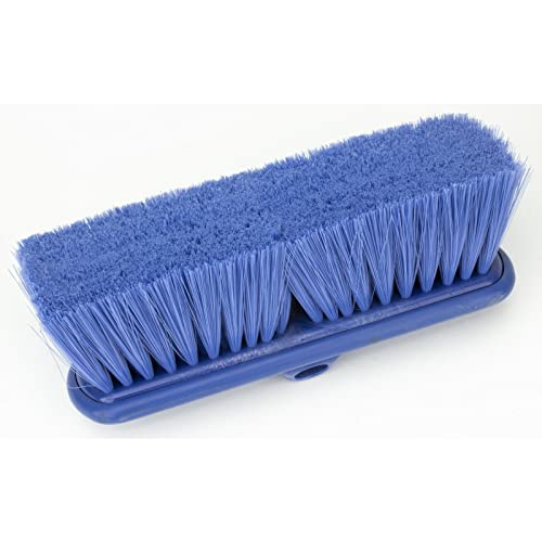 SPARTA Flo-Thru Heavy-Duty Deck Scrub Brush Nylon Bristled, Boat and Floor Scrub Broom with Protective Bumper for Floors and Large Equipment, Plastic, 9.5 Inches, Blue - color: Blue