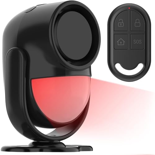 125dB Loud Motion Sensor Alarm with 328ft Remote Control (40ft PIR Detector, 3*AA Batteries), Indoor Wireless Infrared Security Motion Detector with Siren for Home/Shed/Garage/Van (Black) - color: Black-1 Remote