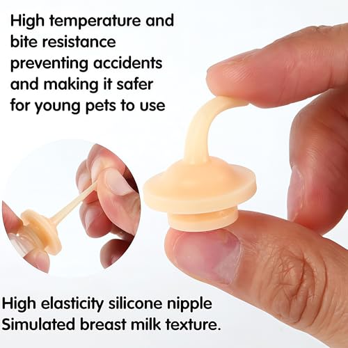 6PCS Pet Feeding Nipple Silicone Feeding Teats for Kittens and Puppies Small Animals Pet and Wild Animals Silicone Feeding Nipple Bowl (Without Syringes Only Nipples)