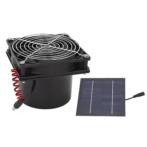 Fafeicy Solar Exhaust Fan, ABS Monocrystalline Silicon Pet Solar Ventilation Fan 50W 5 to 12V 3000 RPM Wall Mounted for Attic Greenhouse Chicken Coop Pet House