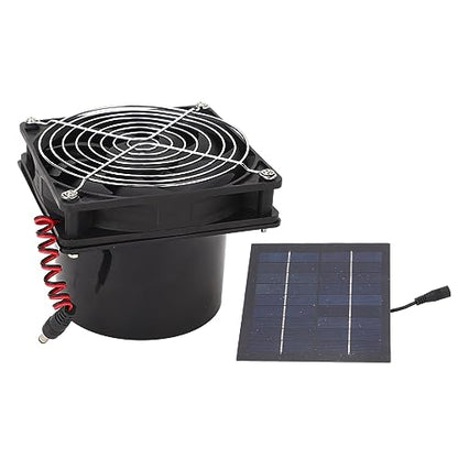 Fafeicy Solar Exhaust Fan, ABS Monocrystalline Silicon Pet Solar Ventilation Fan 50W 5 to 12V 3000 RPM Wall Mounted for Attic Greenhouse Chicken Coop Pet House