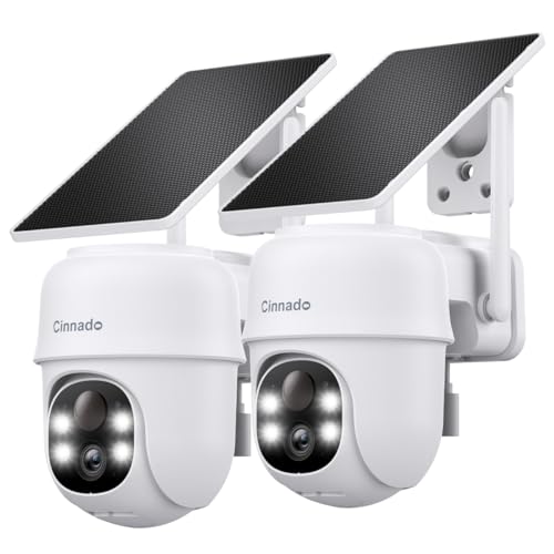 2K Cameras for Home Security-2.4G WiFi Outdoor Camera Wireless Solar/Battery Powered with solar panel, 360° Viewing, AI Human Detection, Color Night Vision, with SD Storage, Works with Alexa(2 Pack) - style: B6-White-2pack-2.4G