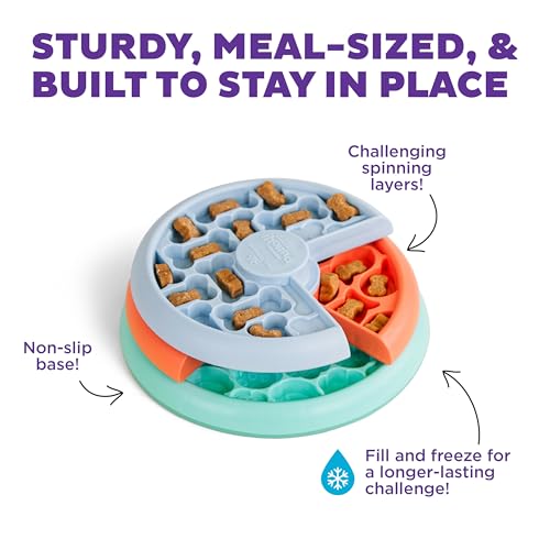 Outward Hound by Nina Ottosson Lickin’ Layers Small 3-in-1 Dog Puzzle Feeder, Lick Mat & Slow Bowl – Puppy Enrichment Toy for Small Dogs, Dishwasher Safe - color: Puppy Lickin' Layers (Blue, Green, Orange)