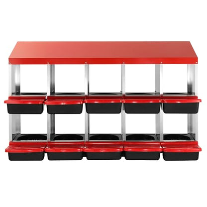VEVOR Chicken Nest Box, 10-Compartment, 30 to 45 in Stable & Corrosion-Resistant Mental Nesting Boxes with Inclined Nesting Boxes, Bottom Holes & Resting Platform, Fit for Different Chicken Breeds - size: 51.9"L x 20.6"W x 31.1"H