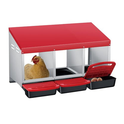 Chicken Nesting Boxes with Cleanable Pull-Out Trays, 3-Hole Wall Mount Roll Away Nest for Easy Cleaning & Egg Collection - size: 3 holes
