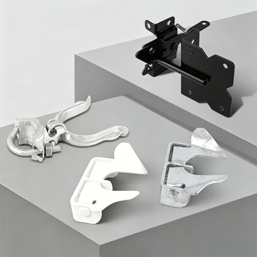Wall Mount Butterfly Latch 1-3/8" to 1-5/8", Gate Fork Lock with Padlock Hole, Chain Link Fence Parts, Gate Fork Latch,Chain Link Fence Gate Latching Hardware (White) - color: White