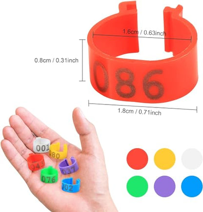 Poultry Leg Bands, 6 Colors 100PCS/Bag 16MM 001-100 Numbered Plastic Poultry Chickens Ducks Goose Leg Bands Rings for Chickens Gamefowl Turkey Duck Goose(Red) - color: Red