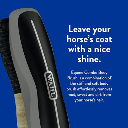 WAHL Professional Animal Equine Grooming Combo Body Horse Brush - Black - color: Black/Beige