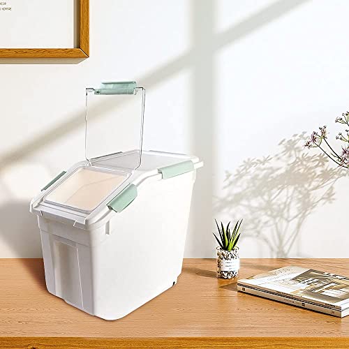 Airtight Flour Storage Container 25 lb Rice Storage Container with Wheels Seal Locking Lid, Food Containers with Measuring Cup& Scoop for Flour, Rice, Grain, Cyan 2Pack - color: Cyan 2 Count