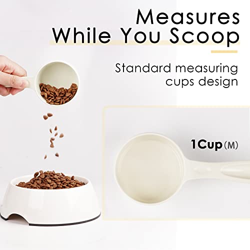 Super Design 1 Cup Dog Food Scoop for Container Melamine Measuring Scoop for Dogs Cats Birds and Rabbits Pet Food Feeding Scoop Dishwasher Safe - White - color: White - 1 Cup
