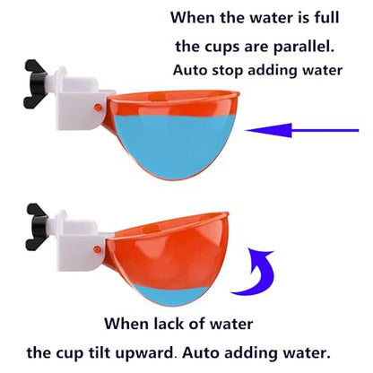 Chicken Automatic Waterer Cups, 6pcs Large Chicken Water Feeder, Poultry Waterer Kits Suitable for Duck, Chicks, Goose, Turkey, Bunny and Bird with Mounting Hole Opener