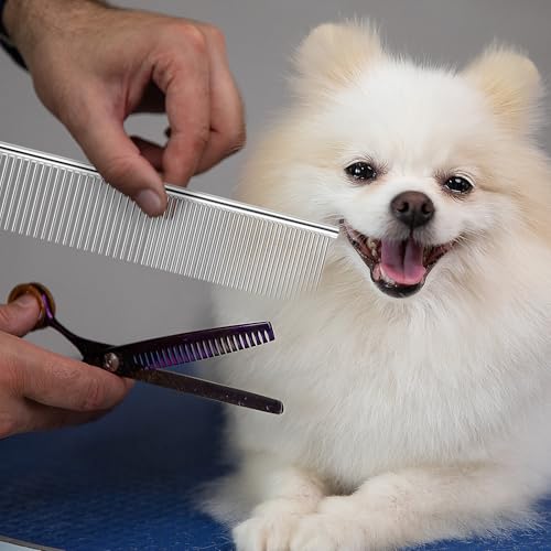 12 Pcs Stainless Steel Dog & Cat Comb, 7.48 Inch Metal Grooming Tool for Removing Knots, Long and Short Haired Pets Including Dogs, Cats & Others
