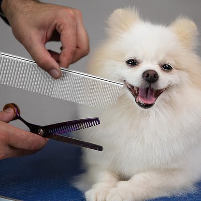 12 Pcs Stainless Steel Dog & Cat Comb, 7.48 Inch Metal Grooming Tool for Removing Knots, Long and Short Haired Pets Including Dogs, Cats & Others