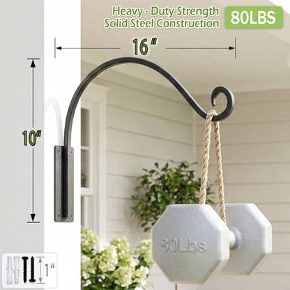 AJART Hanging Plant Hanger Outdoor: 2 Pieces Bird Feeder Wall Hooks - 16-Inch Heavy-Duty Plant Bracket Hook for Hanging Flower Baskets - size: 16 Inch, style: Heavy Duty Plant Hook