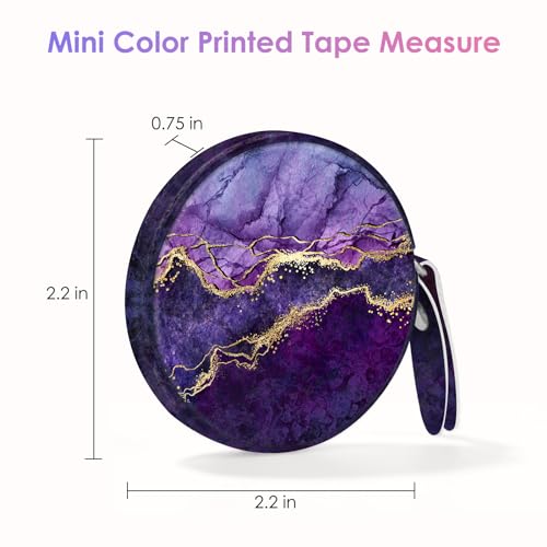 Sewing Tape Measure，Colour Printed Small Retractable Soft Measuring Tape for Tailor Cloth Fabric Body Measurements. - color: Purple Marble