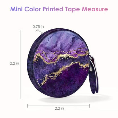 Sewing Tape Measure，Colour Printed Small Retractable Soft Measuring Tape for Tailor Cloth Fabric Body Measurements. - color: Purple Marble