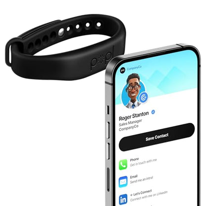 Authentic Patented Popl Bracelet™ (Avoid Fake Knockoffs) - Smart NFC Networking Card - Simply Tap to Exchange Contact Info, Capture Leads, & Manage Contacts (Black on Black) - color: Black on Black