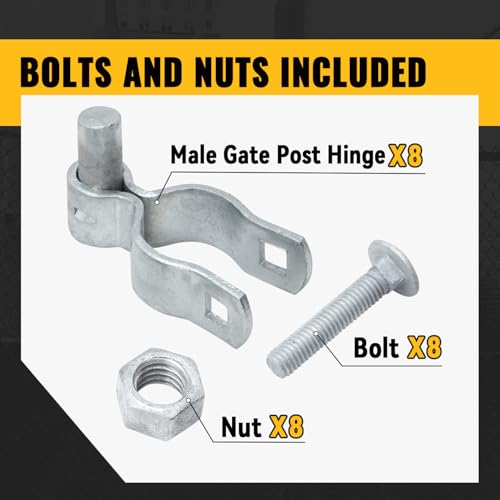 VIVIDA 1-5/8" Chain Link Gate Hinge, Galvanized Male Post Hinge, for 1-5/8" OD Post, Chain Link Fence Hardware, 8 PCS - size: 1-5/8" (8 PCS)