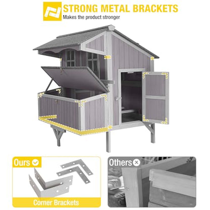 Aivituvin Large 48.6" Chicken Coop with Wheels - Weatherproof Wooden Hen House for 4-6 Chickens, Includes Large Nesting Box & Easy-Clean Tray - size: 48.6"L x 41.0"W x 51.2"H