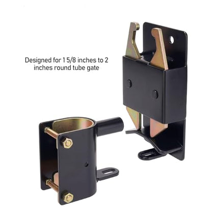 2 Way Gate Latch Lockable Sag - Proof | Heavy Duty Steel Fits 1 5/8-2in Round Tube | Farm Gate Latch for Cattle/Horses/Sheep | Oxidation - Proof, One - Hand Use