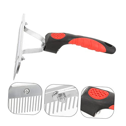 Horse Cleaning Comb with Ergonomic Non Slip Rubber Handle Durable Metal and Rubber Horse Fur Rake for Grooming Comfortable Grip Shedding Tool for Efficient Fur Removal