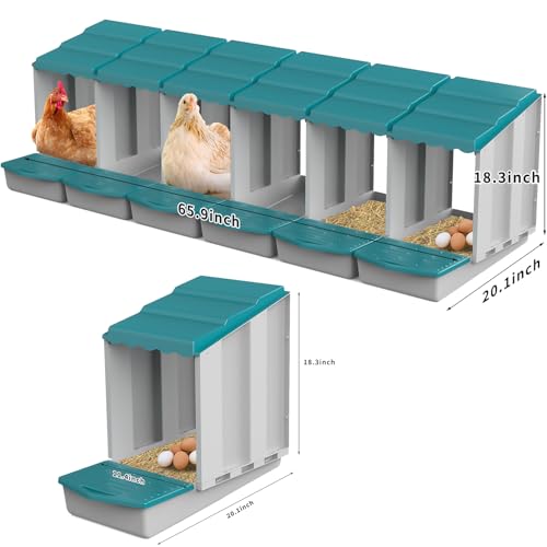 Nesting Boxes for Chickens, Roll Away Chicken Nesting Boxes with Egg Collection for Easy Picking & Protecting Eggs, 6-Compartment Chicken Laying Boxes for Hens, Easy to Clean & Install - size: 6 Compartments