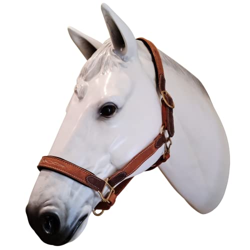 Blazing Paws Vibrania Padded Leather Pony Horse Halter in Two Tone Super Soft Premium Distressed Leather with Solid Brass Hardware (Pony Size, Tan) - color: Tan, size: Pony Size