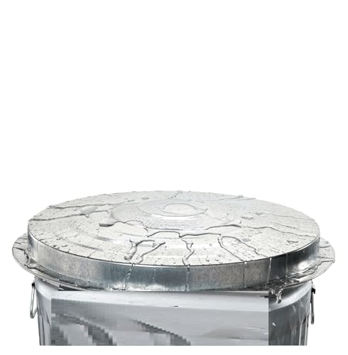 31 Gallon Steel Trash Can - Galvanized Steel Indoor/Outdoor Bin with Lid & Handles - Heavy Duty Rodent Proof Waste Container for Yard, Trash, Pet Food