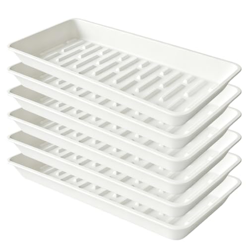 6 Pack Plastic Plant Trays Rectangular 14 Inch, Indoor Outdoor Plant Saucers with Drip Protection, Windowsill Planter Tray, 7 x 14.5 Inches, White - color: White, size: 14.5" x 7" x 1.3" (6pack)