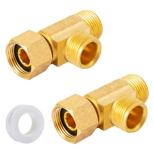 2-Pack SUNGATOR 3/8 Inch Lead-Free Brass Angle Stop Add-A-Tee Valve, 3/8 Inch Compression Inlet x 3/8" Outlet x 3/8" Outlet with a Sealing Tape - style: 3/8 Add-A-Tee