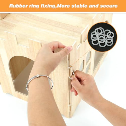 BWOGUE Large Wooden Rabbit House and Hideouts Bunny Castle Detachable Small Animal Play Hideaway Rabbit Hideout Cage Accessories for Indoor Adult Rabbit Guinea Pig Chinchilla Habitat - style: 1 House