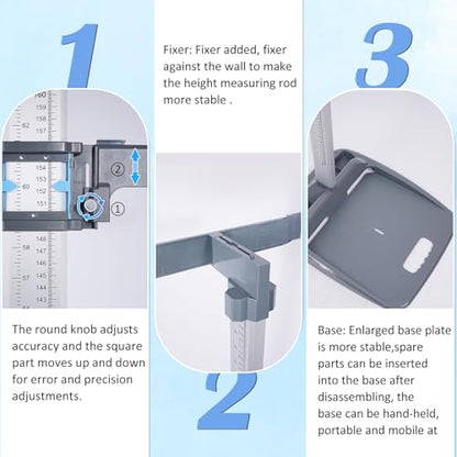 Height Measurement，Medical Portable Stadiometer, Height Rod，Portable Height Measuring Rod(Error Accuracy is Adjustable)，8-85 in/20-217 cm，Used in Homes, Offices, Gyms, Schools, etc