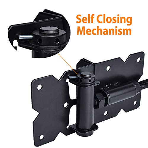 Self Closing Gate Hardware Hinges Heavy Duty for Wooden/Vinyl/PVC Fences,90 Degree Adjustable, with Installation Screws and Swing Adjuster Tool,2 Pack/Set,Black - color: Black