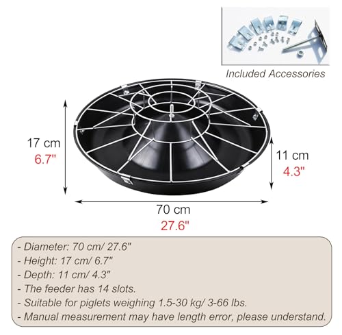 8 12 14 16 Holes Piglet Feeder Trough with Screws, Plastic Round Livestock Water Trough, Anti-Waste Pasture Feeding Equipment for Poultry(Double Rack,70cm/27.6"(14 Slots)) - color: Double Rack, size: 70cm/27.6"(14 Slots)